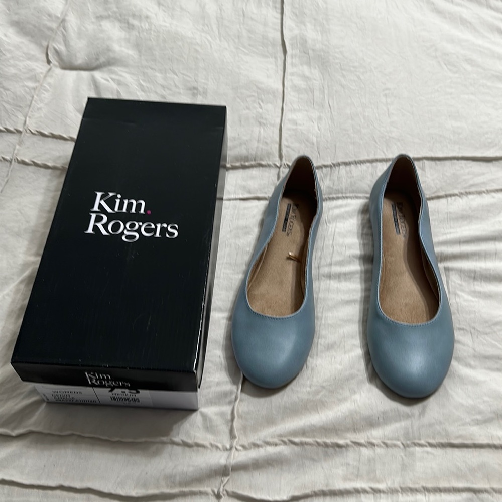 Kim Rogers, never worn light blue flats, size 7.5